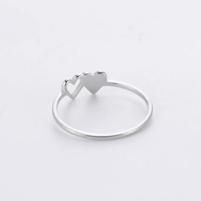 COOLTIME Initial Letter Ring for Women Stainless Steel A-Z Alphabet Double Heart Rings Simple Wedding Cheap Gift For Lover
