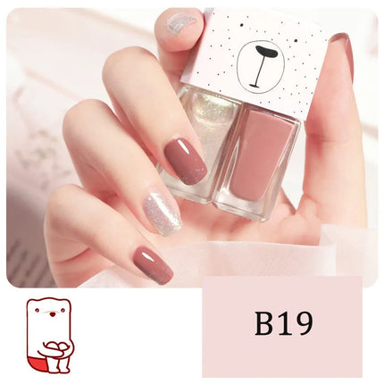 New 2 In 1 Candy Color Nail Polish Manicure Water-based Bright Scrub No Bake No Peeling Quick Dry Waterproof Lasting Nail Polish