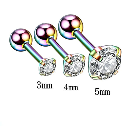3PCS Crystal Tragus Piercing Earring Set Zircon Cartilage Earrings Stud Set Labret Lip Piercing Bulk Ear Lobe Earring Conch Lot
