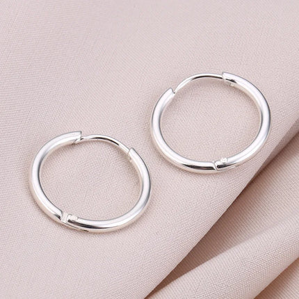 1 pair 2mm Thin Circle Silver color Small Hoops Earring Stainless Steel Anti-allergic Ear Bone Buckle Earring Gothic Ear Jewelry