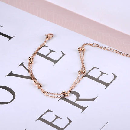 Lokaer Trendy Double Layer Handmade Beads Anklet For Women Barefoot Sandals Bracelet Anklets Foot Gothic Boho Jewelry A21011