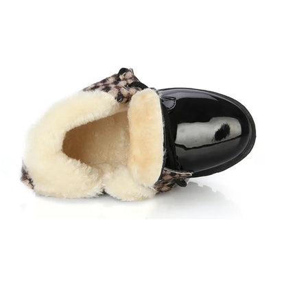 New Children Shoes Boots for Children Size 21-37 Boots for Girl PU Leather Waterproof Winter Kids Snow Shoes Girls Boots