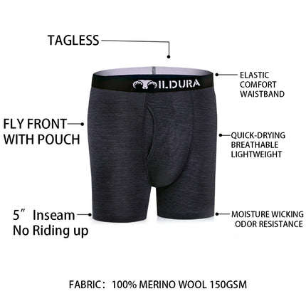 100% Merino Wool Boxer Briefs Men Merino Underwear Base Layer Merino Boxer Brief Underpants Soft Moisture Breathable Asian Size
