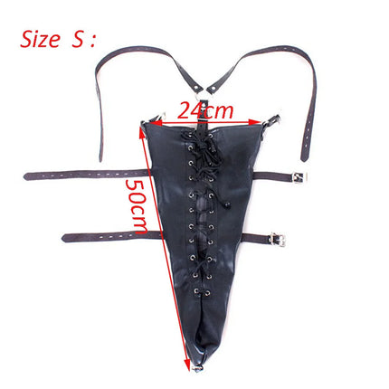 Behind Back Straight Jacket,BDSM Leather Over Shoulder ArmBinder,Adult Sex Bondage Kit Arm Binder Restraint Slave Lockable Glove