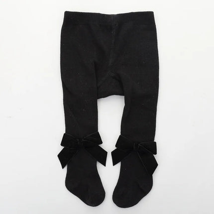 Infant Newborn Baby Girls Pantyhose Solid Bowknot Leggings Four Seasons Long Stockings 5 Colors 0-3Years
