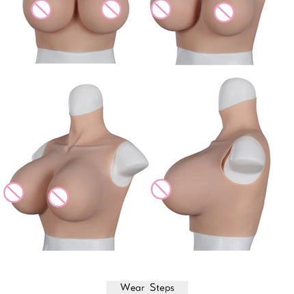 KnowU Upgraded Breast Forms Fake Boobs A-H Cup Silicone Filler Light And Thin For Cosplay Transgender Drag Queen