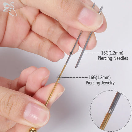 ZS Body Piercing Tool Kit 12-20G Disposable Professional Body Self Piercing Kits Clamp Gloves Tools Ear Lip Nose Navel Piercings