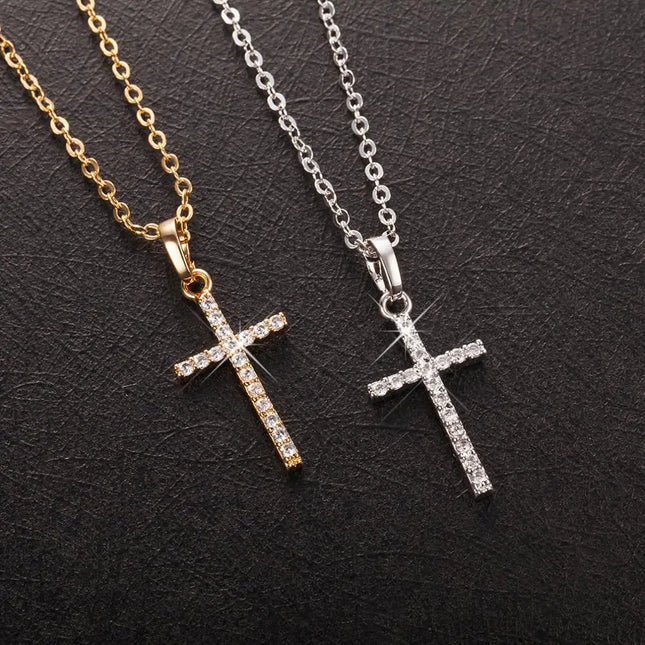 Fashion Cross Pendants Dropshipping Gold Silver Color Crystal Jesus Cross Pendant Necklace Jewelry For Men/Women Wholesale