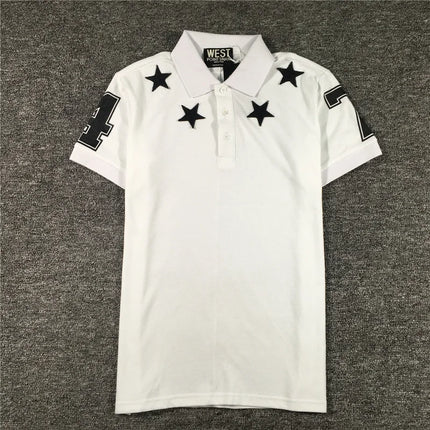 High New Novelty 2021 Embroidered 7 4 Stars Collar Cute Crown Casual Polo Shirts Shirt Skateboard Cotton Polos Top Tee 046