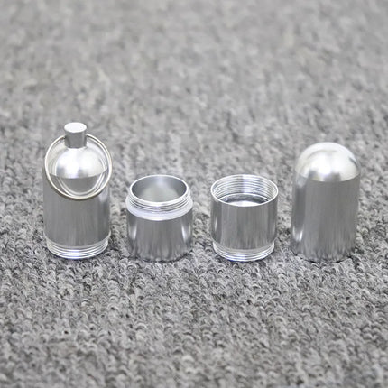 1pcs Silver Aluminum Alloy Cigarette Box Waterproof Cigarette Case Pill Toothpick Capsule Holder with Keychain Mens Gift