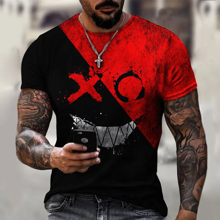 Funny Smiling Face Graphic 3D Print Men T Shirt Street Trendy Fashion Casual Summer O-Neck Short Sleeve Oversized T Shirt Tops