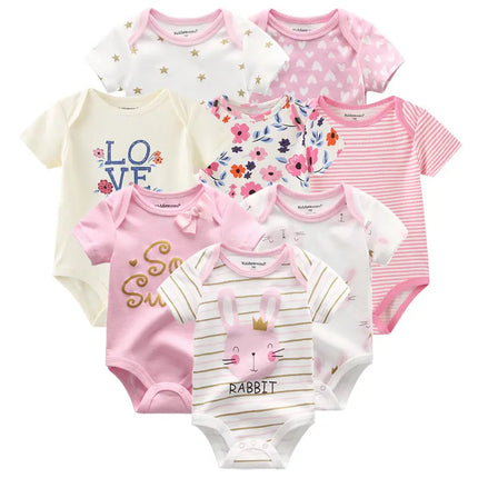 8 PCS/Lot Summer Short Sleeve Baby Boy Bodysuit Baby Boy Jumpsuit Set Ropa Bebe Baby Boy Clothes