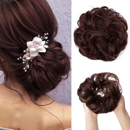 Synthetic Hair Bun Extensions Messy Curly Elastic Hair Scrunchies Hairpieces Synthetic Chignon Donut Updo Hair Pieces for Women