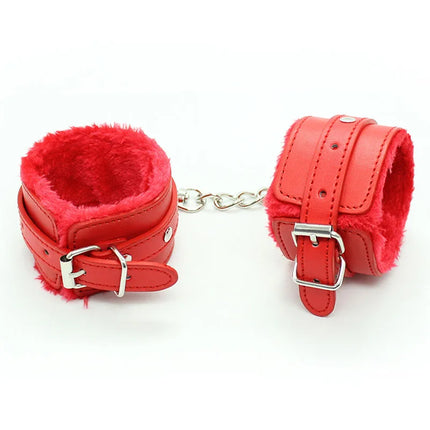 Leather Plush Hand Ankle Cuffs Bdsm Bondage Adult Games Restraints Foot Fetish Sex Toys For Couples Women Erotic slave Handcuffs