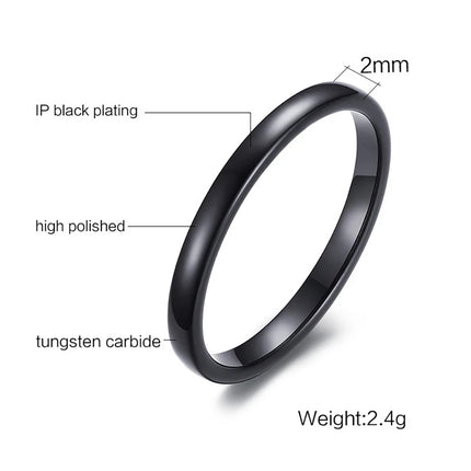 2mm Round Thin Tungsten Carbide Ring For Woman Men Fashion Smooth Simplicity Rings Hight Quality Jewelry