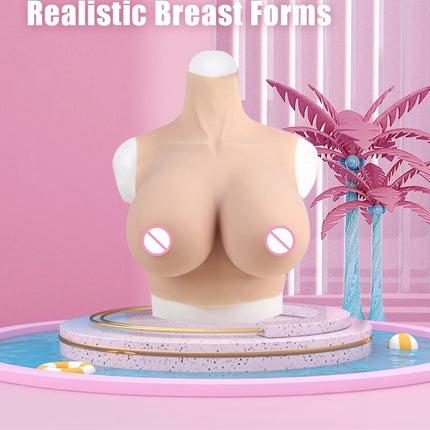 KnowU Upgraded Breast Forms Fake Boobs A-H Cup Silicone Filler Light And Thin For Cosplay Transgender Drag Queen