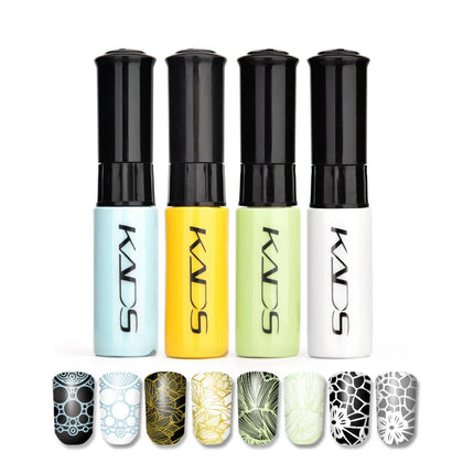 KADS 5/4 Pcs Stamping Varnish Set Nail Stamping Polish Kit Black Nail Art Polish Manicure Stamping Lacquer for Template Nails