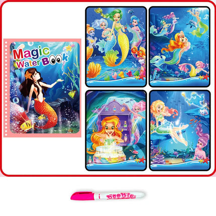 Magic Water Doodle Books Kids Toddlers Drawing Toys Cute Cartoon Unicorn Ocean Forest Animal Reusable Water Painting Cardboard