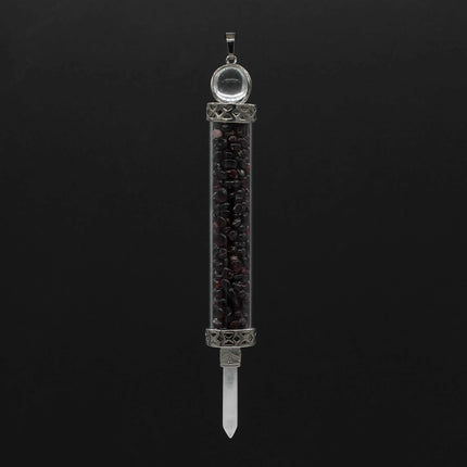 KFT Natural Healing Crystal Quartz Tourmaline Lapis Lazuli Long Pillar Wishing Bottle Reiki Stone Pendulum Pendant Jewelry