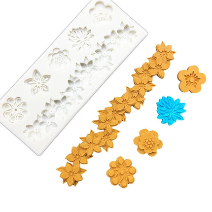 Pearl Rope Wave Flower Gemstone Shape Cake Side Lace Silicone Sugarcraft Mold Fondant Cake Decorating Tools