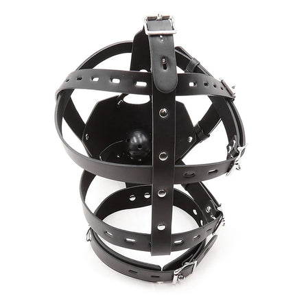 SM Leather Hood Mask BDSM Bondage Harness Gag Muzzle Mask With Ball Mouth Gag Fetish Erotic Slave Restraint Sex Toys For Couples
