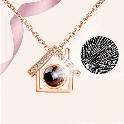 Letter Necklace 100 Languages I Love You Projection Pendant Necklace Women Jewelry Best Friends Collier Femme Bijoux Gifts