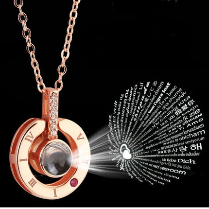 Letter Necklace 100 Languages I Love You Projection Pendant Necklace Women Jewelry Best Friends Collier Femme Bijoux Gifts