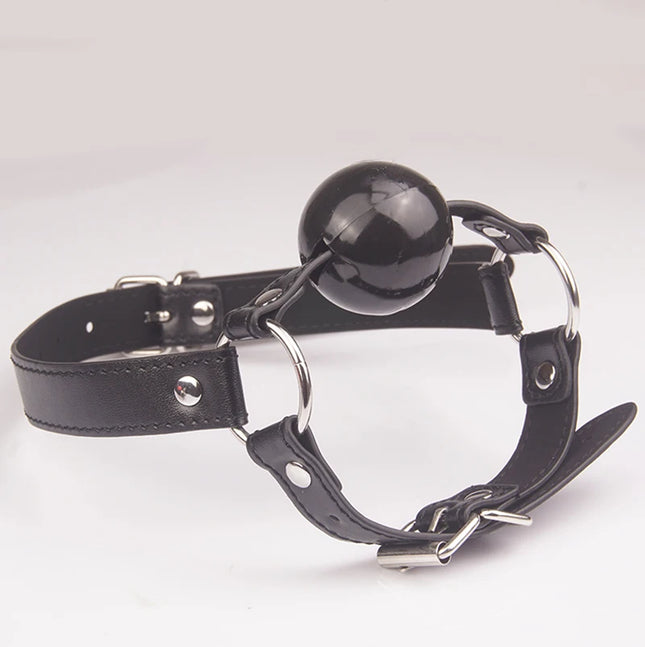 Leather Chin Harness Silicone Rubber Bondage Mouth Ball Gag, BDSM Restraints, Sex Toys For Couples Adult Games