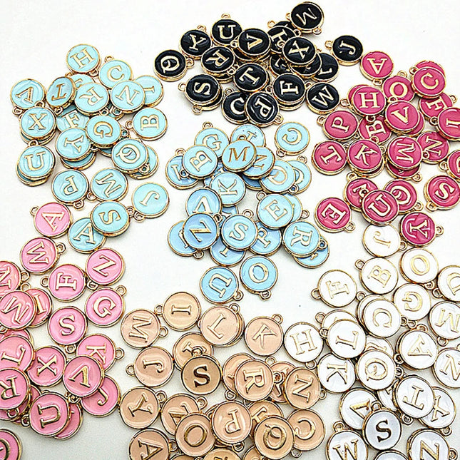 New 12*14mm A-Z Letter Charms Enamel Charms Alphabet Initial Letter Handmade Pendant For Diy Bracelet Jewelry Making Wholesale