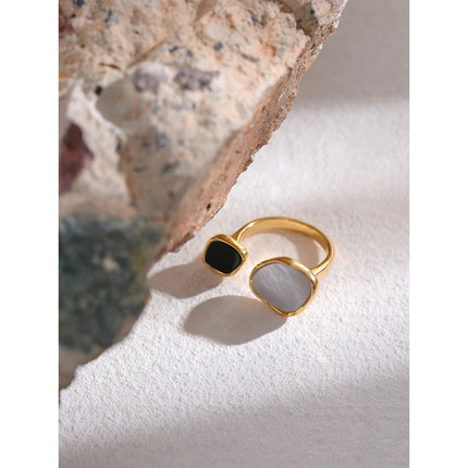 Yhpup Acrylic Shell Ring Jewelry 316L Stainless Steel Geometric Women Finger Ring Bagues Pour Femme Accessories Femme Gift