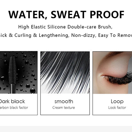 QIBEST Black Mascara Eyelashes Mascara 4D Silky Eyelashes Lengthening Eyelashes Makeup Waterproof Mascara Volume Eye Cosmetics