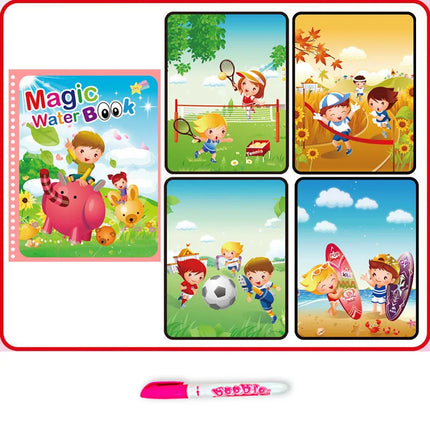 Magic Water Doodle Books Kids Toddlers Drawing Toys Cute Cartoon Unicorn Ocean Forest Animal Reusable Water Painting Cardboard