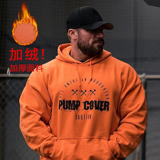 Men's Winter Wool Loose Coat Gym Singlets Sweatshirts Mens Fleece Hoodies Stringer Bodybuilding Fitness Casual Pullovers