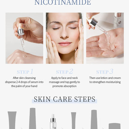 LAIKOU Nicotinamide Serum Whitening Face Serum Ampoule Essence Moisturizing Anti-Aging Anti-Wrinkle Shrink Pores Skin Care Serum