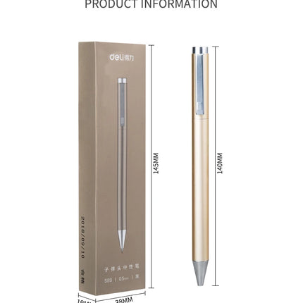 Deli Metal Gel Pen Rollerball Caneta ручка Ballpoint 0.5MM Signing Pens for Office Students Business Stationary Supplies