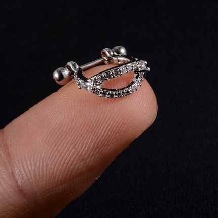 1pc Ear Tragus Cartilage Ring Stainless Steel Barbell With Cz Hoop Cartilage Cuff Piercing Helix Daith Rook Lobe Earrings