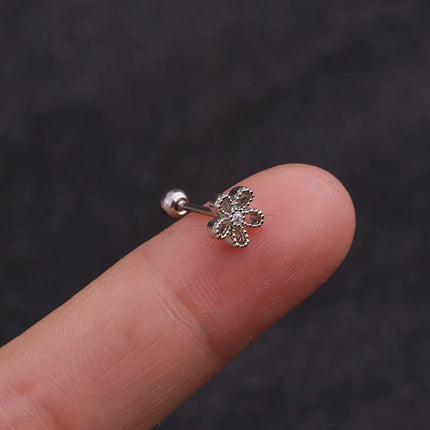 1PC Gold/Silver Color New Design Cz Curved Bar Cartilage Earring Conch Piercing Helix Stud Ear Piercing Jewelry