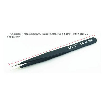 VETUS TS Stainless Steel Eyelashes Tweezers Anti-static Professional Volumn Eyelash Extension Eyebrow Makeup Tool