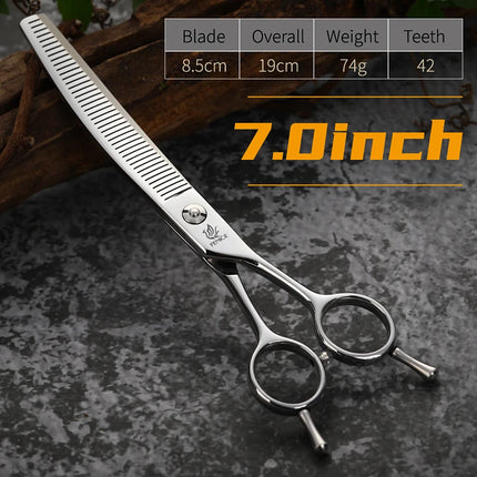 Fenice JP440C 6.5/7/7.5 inch Curved Thinning Scissors Pet Dog Grooming Shears Dog Scissors Fluffy Traceless Thinning Rate 50-55%
