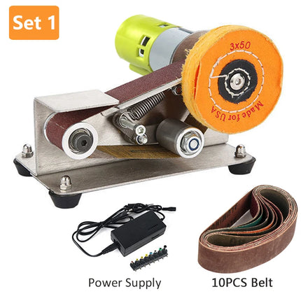 Multifunctional Mini Electric Belt Sander DIY Cutter Edges Sharpener  Adjustable Speed Polisher Machine 10PCS Belt 110V/220V