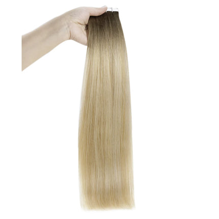 Full Shine Natural Hair Tape in Extensions 100% Remy Human Hair Ombre 40pcs 100g Balayage Seamless Blonde Glue On Hair For Woman
