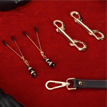 Sex Products For Adults Games Leather Bondage BDSM Kits Handcuffs Sex Toys Whip nipple clamps Women Sex Accessories S0924