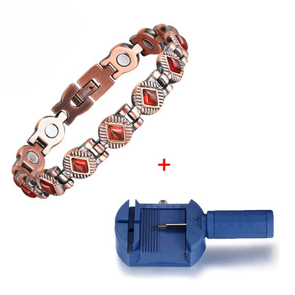 Oktrendy Natural Gem Stone Copper Magnetic Bangle Bracelet Women Pure Copper Magnetic Bracelet healing Chain Wristband