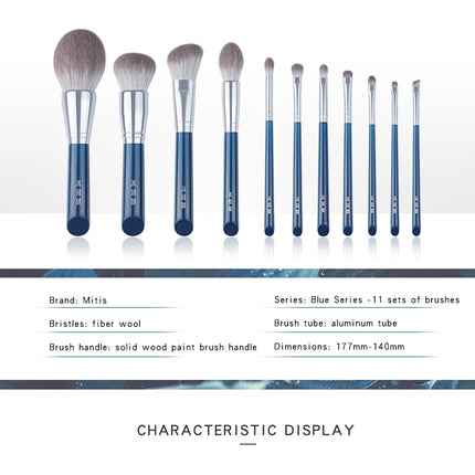 MyDestiny Azure Blue 11pcs Makeup Brush Set&Kit  Super Soft Fiber, High Quality Face&Eye Foundation Eyeshadow  Powder Brush
