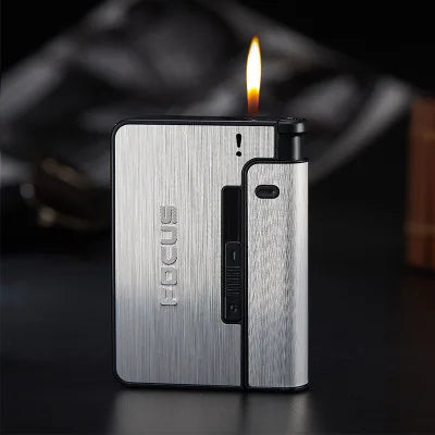 Automatic Cigarette Case Metal Cigarette Boxes 10pcs Cigarette Capacity Can Mount Lighter Men Gadget Tool Nice Gift Dropshipping