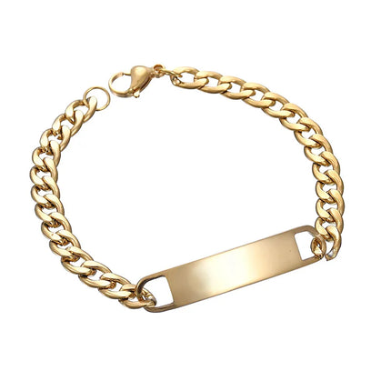 Stainless Steel Engrave Name Bracelet For Men Personalized  Nameplate Date DIY Bracelets For Male Boy Jewelry Birthday Gift