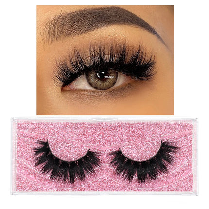 FOXESJI False Eyelashes 3D Mink Eye Lashes Strip Fluffy Dramatic Thick Cross Mink Eyelashes Soft Wispy Fake Eyelashes Extension