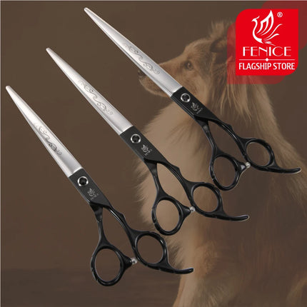 Fenice 7 /7.5/8/ 8.5/ 9 inch dog scissors for dog grooming  straight cutting pet grooming shears ножницы tesoura non-slip handle