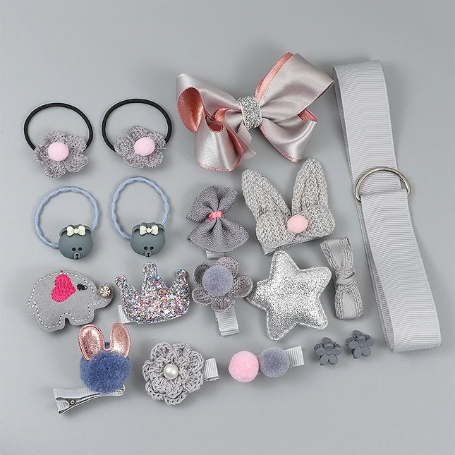 18-Piece Girl Headwear: Bow, Flower, Animal Hairpins, Hairband, Cartoon Elastic Headdress Gift, Hair Clip Set, Cute Hair Accessories