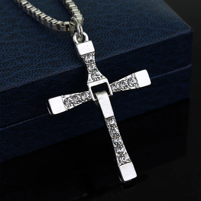 New Fast And Furious 7 Moive Cross Tourette Necklace Dominic Toretto Cross Pendant Necklace For Men